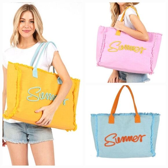 SUMMER Fringe Oversize Fashion Tote- Multiple Colors - Picture 1 of 5